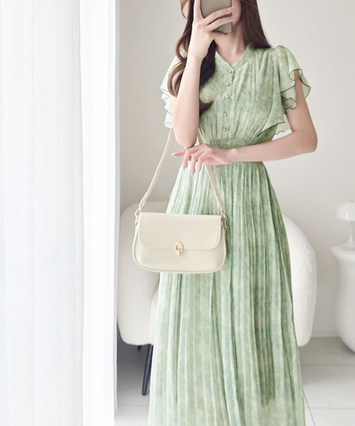 「mily bilet」 半袖ワンピース LARGE グリーン レディース_画像4