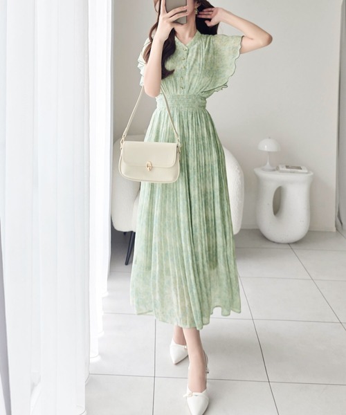 「mily bilet」 半袖ワンピース LARGE グリーン レディース_画像5