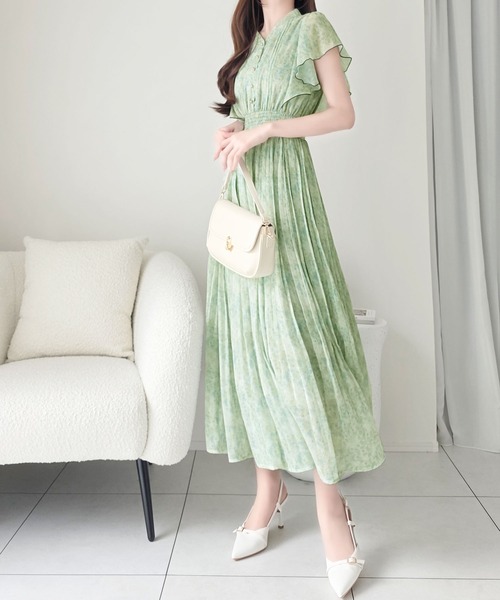 「mily bilet」 半袖ワンピース LARGE グリーン レディース_画像7