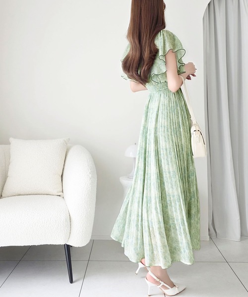 「mily bilet」 半袖ワンピース LARGE グリーン レディース_画像8