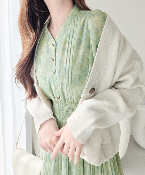 「mily bilet」 半袖ワンピース LARGE グリーン レディース_画像9