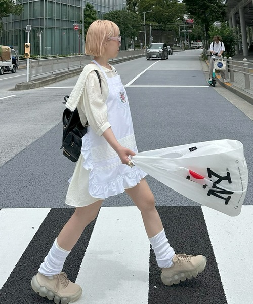 Alley Tokyo ワンピース フラワー刺繍フリルエプロン : ZOZOTOWN Yahoo