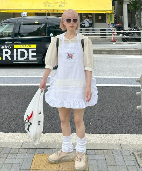 Alley Tokyo ワンピース フラワー刺繍フリルエプロン : ZOZOTOWN Yahoo