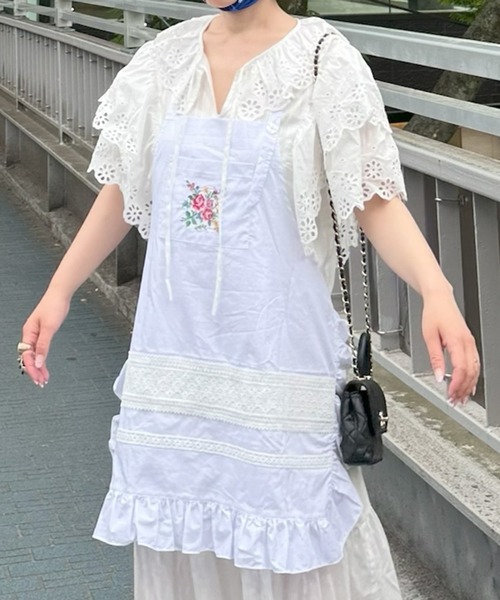 Alley Tokyo ワンピース フラワー刺繍フリルエプロン : ZOZOTOWN Yahoo