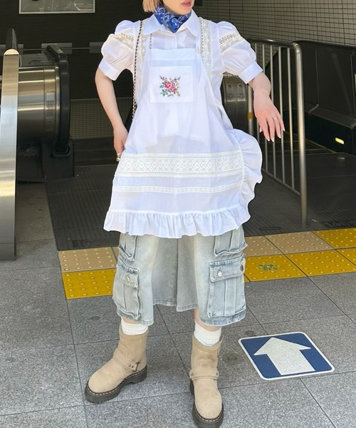 Alley Tokyo ワンピース フラワー刺繍フリルエプロン : ZOZOTOWN Yahoo