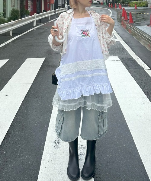 Alley Tokyo ワンピース フラワー刺繍フリルエプロン : ZOZOTOWN Yahoo