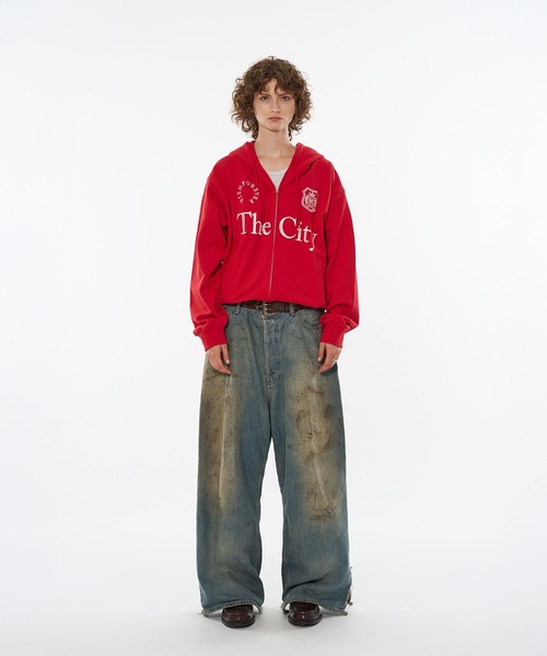 「WISH FOR EVER」 ジップアップパーカー MEDIUM レッド メンズ_画像5