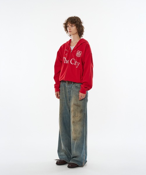 「WISH FOR EVER」 ジップアップパーカー MEDIUM レッド メンズ_画像6