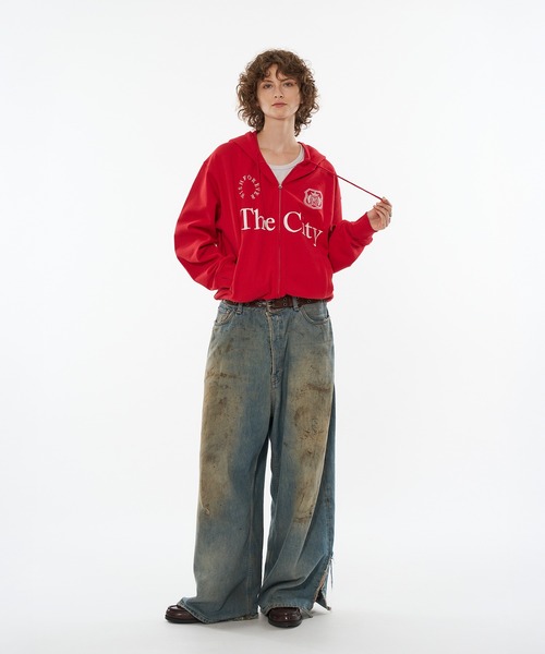 「WISH FOR EVER」 ジップアップパーカー MEDIUM レッド メンズ_画像8
