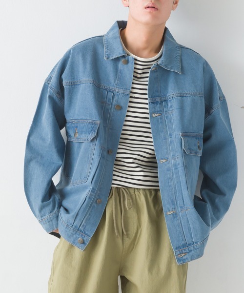 「OMNES」 デニムジャケット MEDIUM ワンウォッシュ レディース_画像3