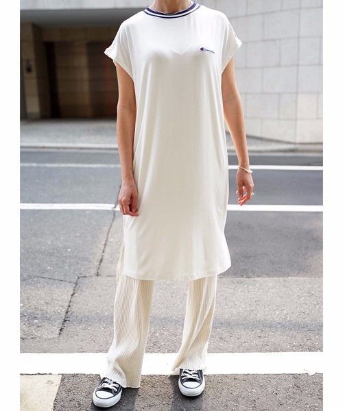 ワンピース Champion チャンピオン フレンチスリーブワンピース ｃｗ ｒｓ３０７ サイドスリット ワンポイント刺繍 リブライン ストレッチ素 Zozotown Paypayモール店 通販 Paypayモール
