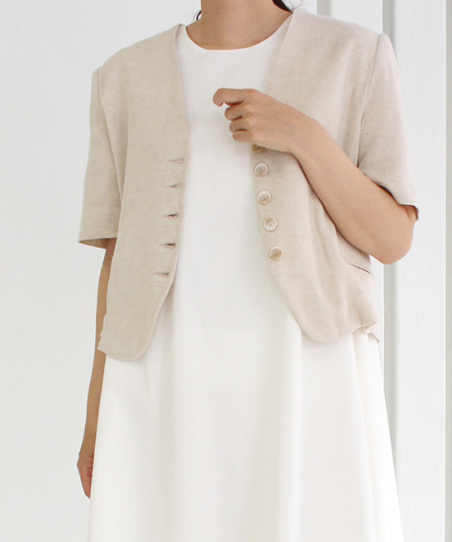 ブラウス シャツ 5ボタンリネンシャツジャケット レディース MODE ROBE ブラウス シャツ 5ボタンリネンシャツジャケット