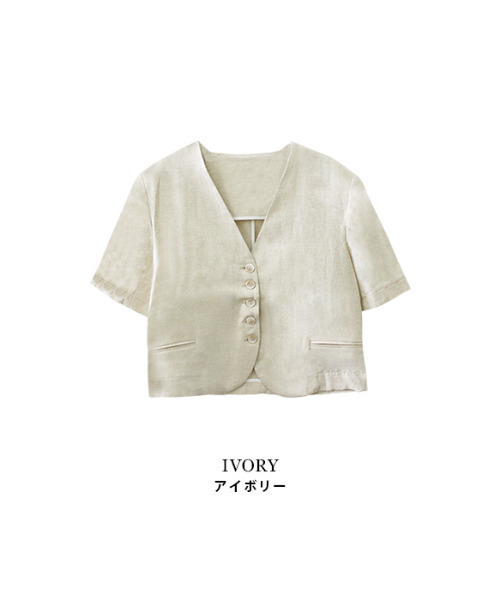 ブラウス シャツ 5ボタンリネンシャツジャケット レディース MODE ROBE ブラウス シャツ 5ボタンリネンシャツジャケット