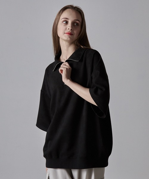 CLEL（クレイル） tシャツ 「CLEL」Half Zip Design Half Sleeve