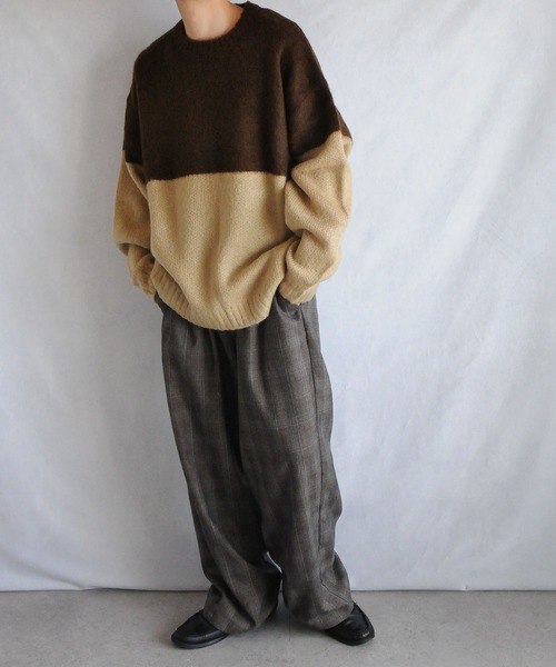 Nilway セーター ニット バイカラーオーバーサイズクルーニット