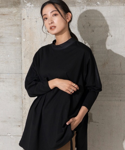 tシャツ 異素材切替2WAYカットソー レディース