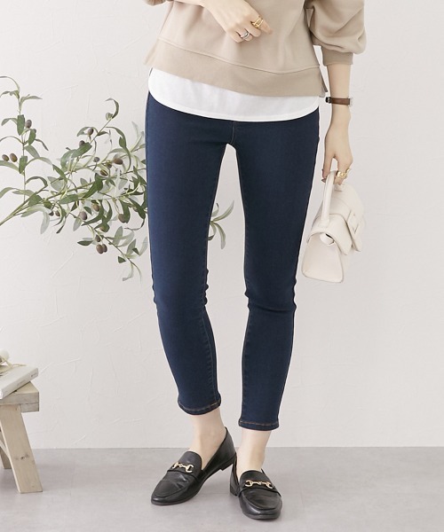 MUSINSA STANDARD LADY'S_裏起毛ストレートデニムパンツ_2色 ハイウエスト パッチポケット ストレート デニム パンツ（デニム