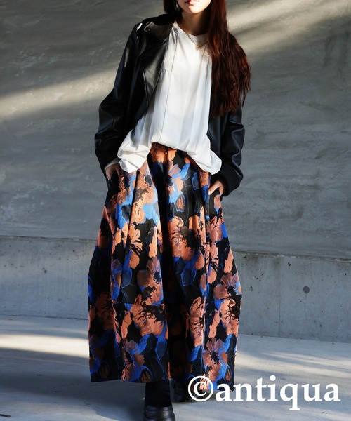 つ定価¥7,920＊antiqua＊レトロな花柄 コクーンロングスカート antiqua（アンティカ） スカート 花柄コクーンスカート : ZOZOTOWN