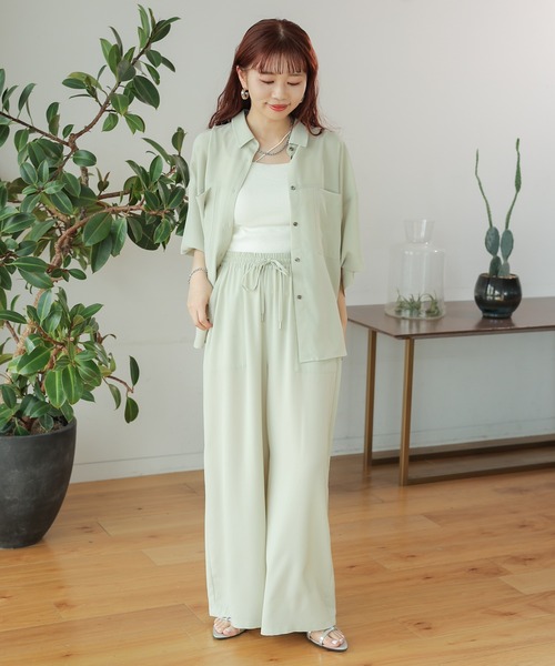 カジュアル スリット ファー ベルベット ワイドパンツ vi-1541 リブ イン コンフォート ぷかっと絶妙シルエット ちょうどいい