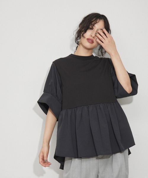 tシャツ 「再入荷・サステナブル・洗える・UVカット」バウンスカフスプルオーバー レディース