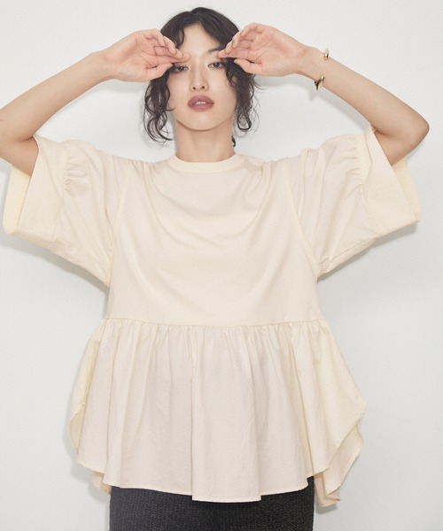 【美品】ADAM ET ROPÉ アダムエロペ　バウンスカフスプルオーバー 再入荷・サステナブル・洗える・UVカット】バウンスカフスプル