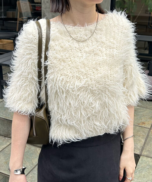 M-LINE ニット 「mline」シャギー半袖ニット レディース : ZOZOTOWN