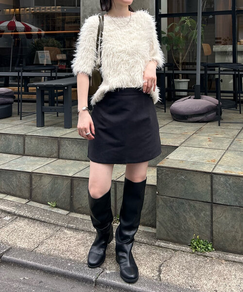 ニット セーター 「mline」シャギー半袖ニット レディース M-LINE ニット セーター 「mline」シャギー半袖ニット