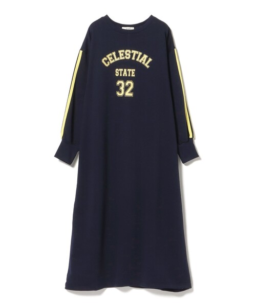 BEAMS HEART ワンピース スウェット カレッジ ロゴワンピース