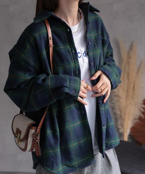 sakishimatokyo コート アウター コットンチェックシャツジャケット