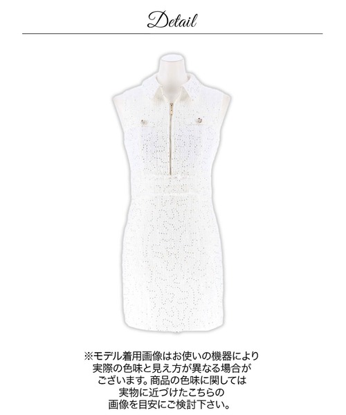 an アン 総レース 襟付き フロントジップ チェック タイト ミニドレス DAZZY（デイジー） ドレス 襟付きフロントジップ チェック柄 半袖