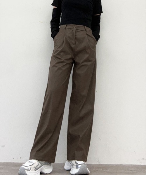 レザー ストレートレッグパンツ 黒 パンツ フェイクレザー ストレート ワイド レッグパンツ レディース