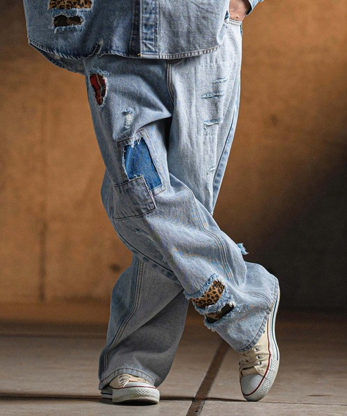 ジーンズ mp13186- Distressed denim pants デニムパンツ メンズ