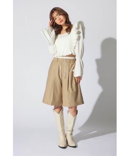 ブラウス シャツ レースラインペプラムブラウス 春服 レディース rienda ブラウス シャツ レースラインペプラムブラウス 春服