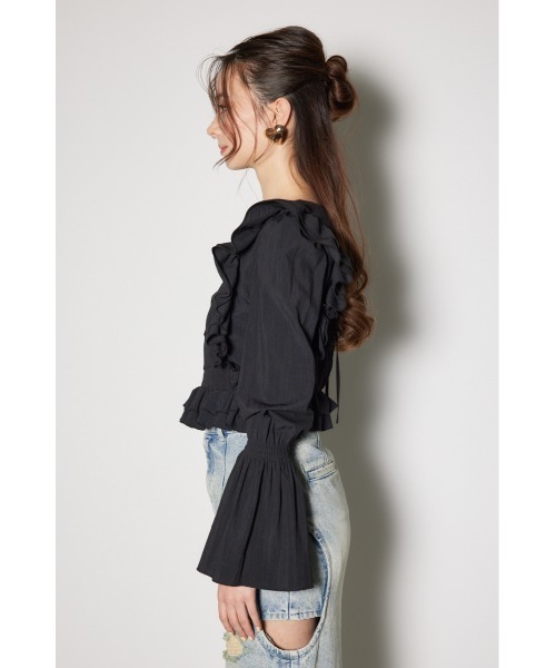 ブラウス シャツ レースラインペプラムブラウス 春服 レディース rienda ブラウス シャツ レースラインペプラムブラウス 春服