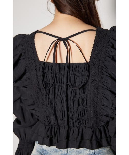 rienda（リエンダ） ブラウス シャツ レースラインペプラムブラウス 春