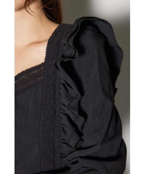 ブラウス シャツ レースラインペプラムブラウス 春服 レディース rienda ブラウス シャツ レースラインペプラムブラウス 春服