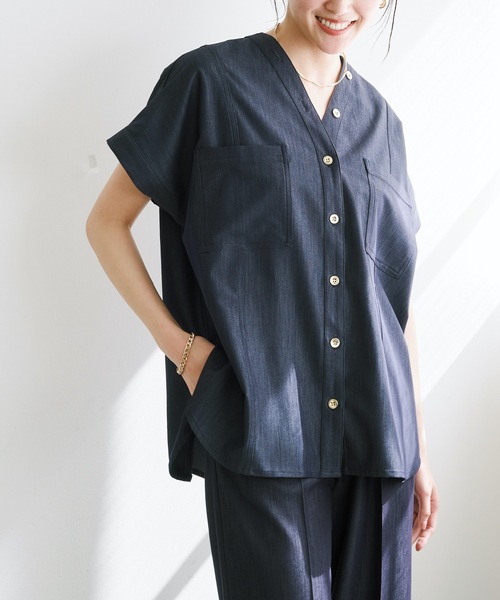ブラウス シャツ デニムライクオーバードルマンシャツ レディース Emma Taylor ブラウス シャツ デニムライクオーバードルマン