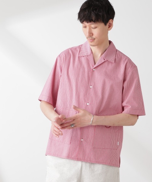 ギンガムチェック シャツ 半袖（色：レッド系）の商品一覧 通販