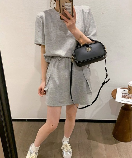 Mejoul パジャマ ルームウェア 「SET」キラキラスタッズTシャツ