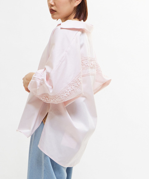 ブラウス シャツ 「STARLACE」BACK LACE OVERSIZED SHIRTS レディース
