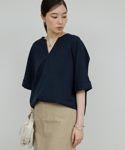 【美品】GALLARDAGALANTE スキッパーブラウス ガリャルダガランテ GALLARDAGALANTE スキッパーブラウス （navy