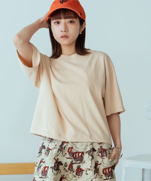 tシャツ LOS ANGELES APPAREL/ロサンゼルスアパレル 6.5OZ GARMENT DYE CREW NECK CROPPED TEE