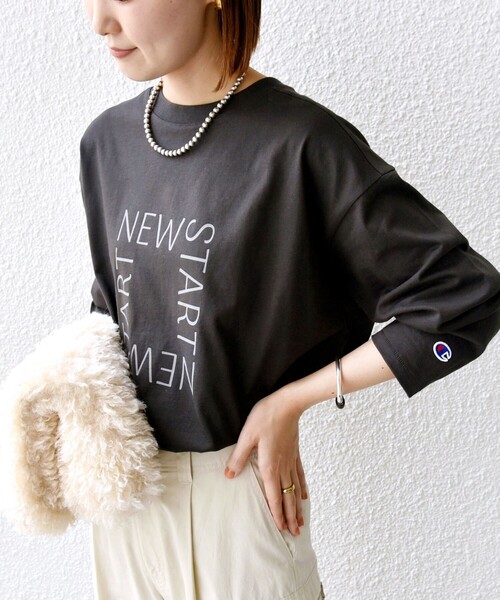 「Champion」 長袖カットソー ONE SIZE ダークグレー レディース