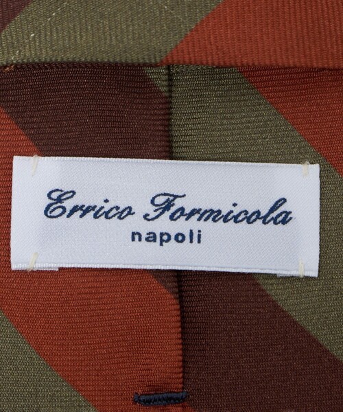 【美品】Errico Formicola／レジメンタル／ウールタイ／イタリア製 ERRICO FORMICOLA シルク レジメンタルネクタイ
