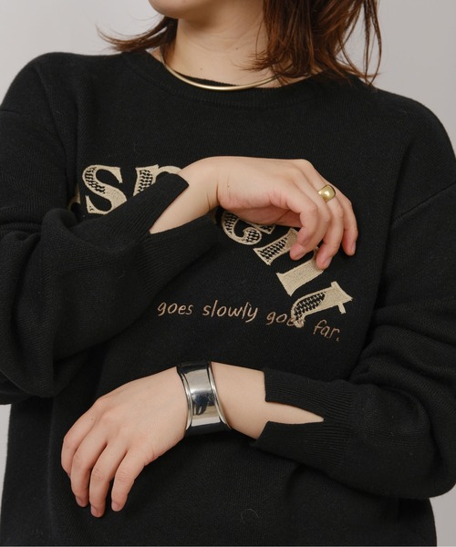 “はまごり”ご購入様確定商品です。 palm RICHE（ポームリシュ） ニット セーター 前後2way 刺繍ロゴニット