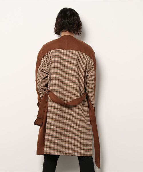 「CORISCO」 ノーカラーコート MEDIUM ブラック メンズ_画像3