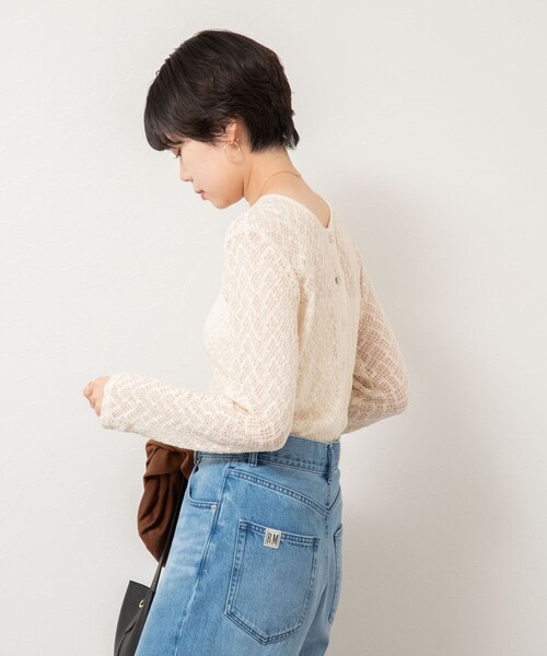 ノーリーズのアイボリー レースカーディガン 38 NOLLEY'S カーディガン 2WAYレースカーディガン レディース