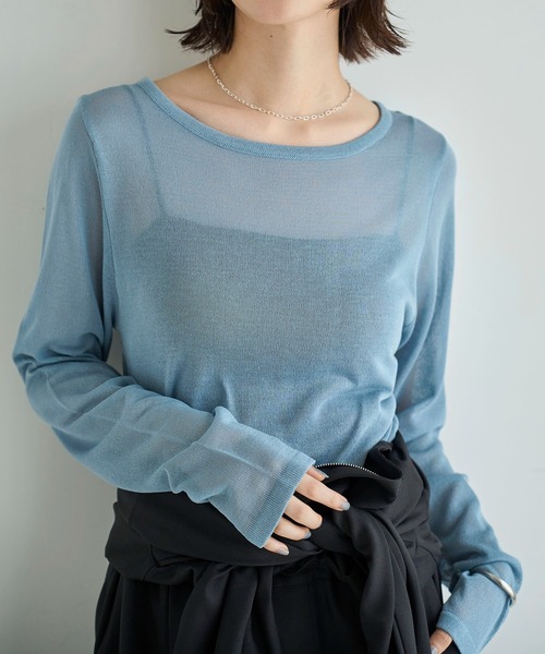 meilmada ニット セーター シアーニットプルオーバー レディース