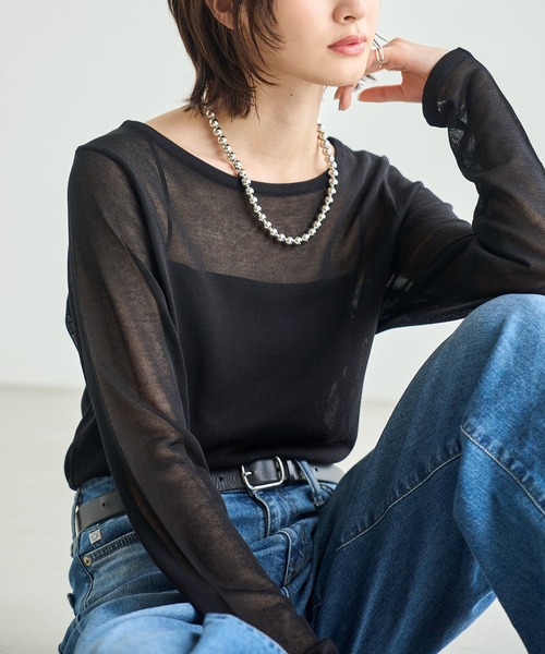 meilmada ニット セーター シアーニットプルオーバー レディース