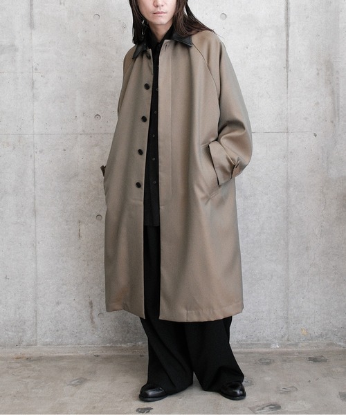 ステンカラーコート コート LEATHER - COLLAR BALMACAAN COAT メンズ レディースの画像